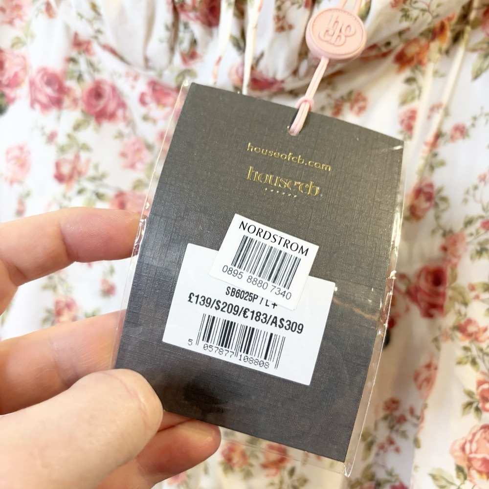 HOUSE OF CB Tallulah Rose Print Puff Sleeve Midi Sundress Milkmaid L+ XL NEW - Picture 6 of 8